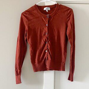 & Other Stories Wool Crew Neck Button up Cardigan in Rust Size XS Preppy